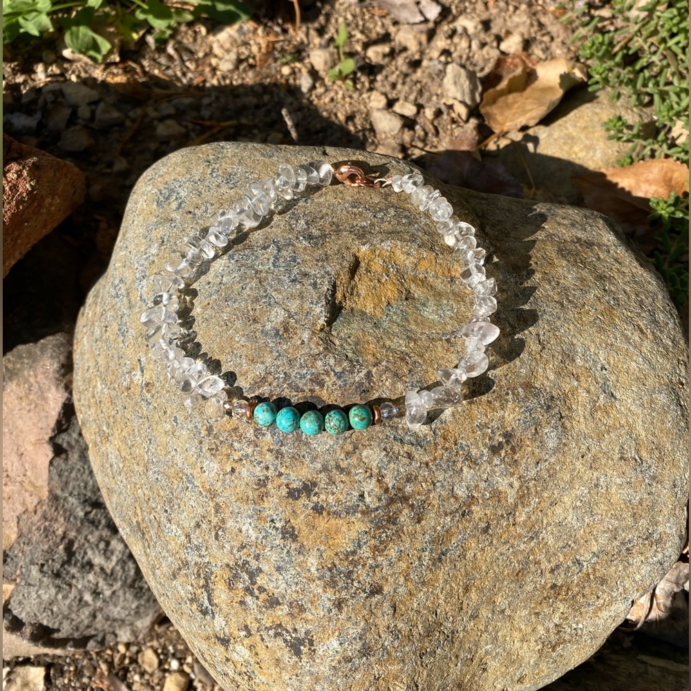 clear quartz, turquoise anklet✨